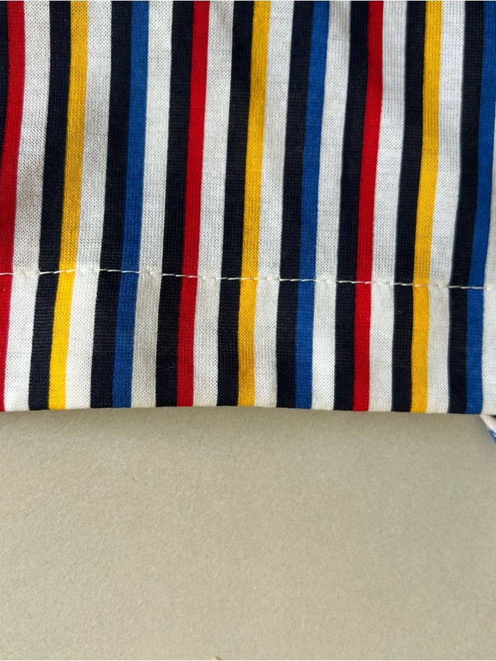 Vintage Raffanalla Stripe Square-Neck Cotton Crop Top - Navy/Red/Yellow Size 8 - Picture 6 of 14